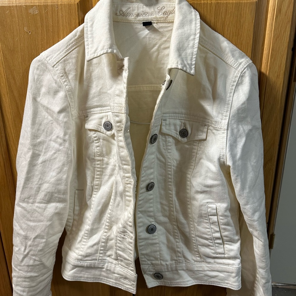 American Eagle White Jean Jacket